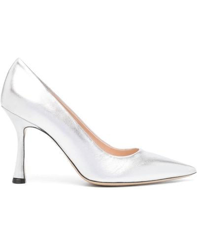 P.A.R.O.S.H. Decollette 105mm Metallic Court Shoes - White