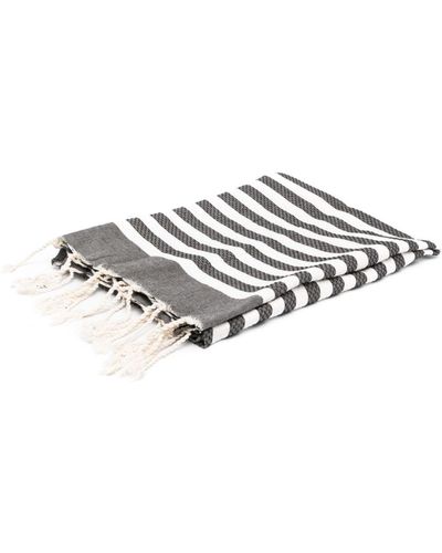 Mc2 Saint Barth Foutas Striped Beach Towel - White