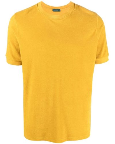 Zanone Camiseta con cuello redondo - Amarillo