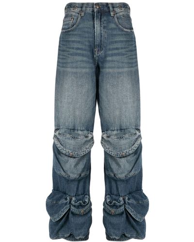 R13 Multiple-pockets Washed Jeans - Blue