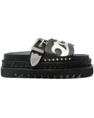 Toga Stud-embellished Flatform Sandals - Black