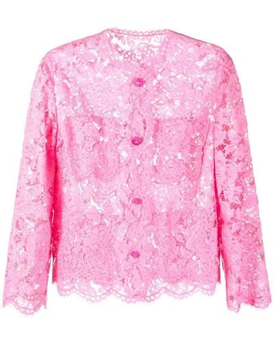 Dolce & Gabbana Lace Button Jacket - Pink