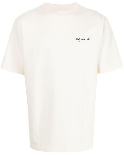 agnès b. Embroidered Logo Print T-shirt - White