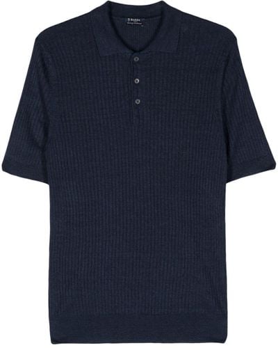 Barba Napoli Ribbed-knit Polo Shirt - Blue