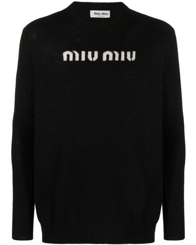 Miu Miu Jersey con logo en jacquard - Negro