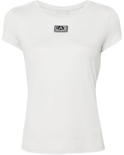 EA7 T-Shirt mit Logo-Patch - Weiß