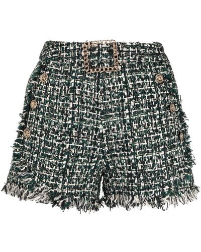 Edward Achour Paris Rough-cut Tweed Shorts - Green