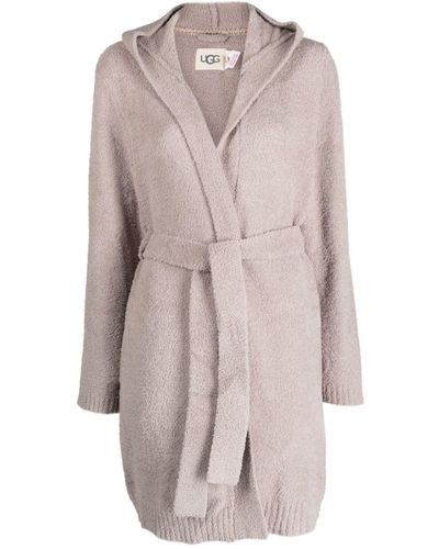 UGG Amari Terry-cloth Belted Hooded Robe - Grey