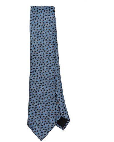 Zegna Patterned-jacquard Silk Tie - Blue