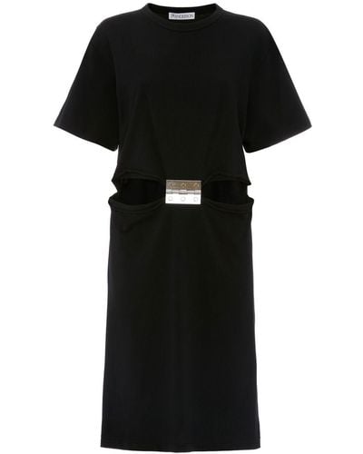 JW Anderson Hinge-embellished T-shirt Midi Dress - Black