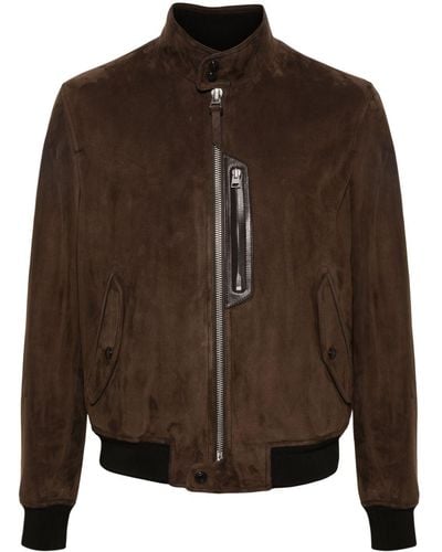 Tom Ford Suede Bomber Jacket - Brown