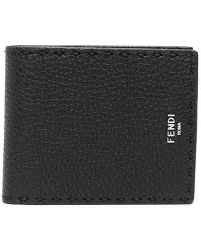 Fendi Logo-plaque Leather Wallet - Black