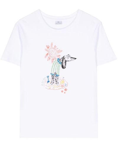 PS by Paul Smith T-Shirt mit Illustrations-Print - Weiß