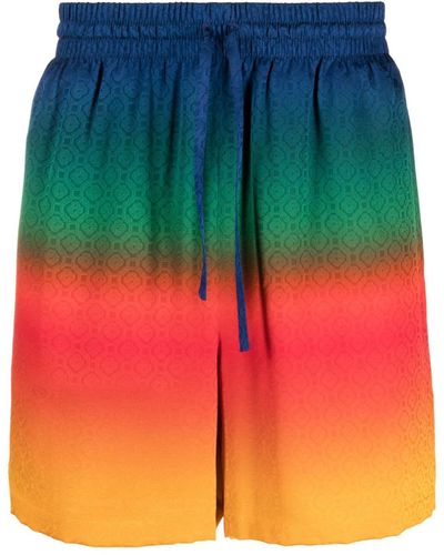Casablancabrand Rainbow-ombré Silk Track Shorts - Blue