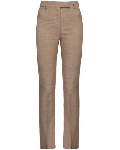 Ferragamo Straight-leg Cotton Tailored Trousers - Natural