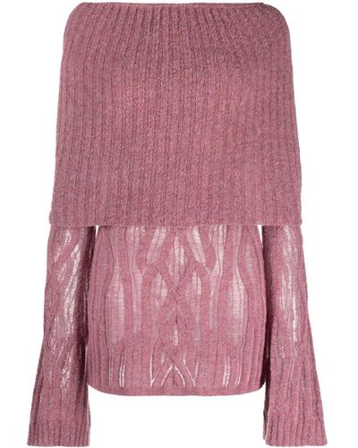 Jean Paul Gaultier + Knwls Minikleid Aus Einer Wollmischung In Zopfstrick - Pink