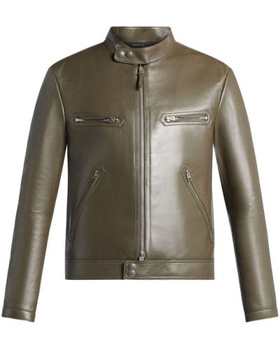 Tom Ford Zip-up Leather Jacket - Green