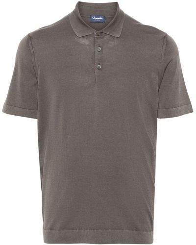 Drumohr Fine-ribbed Cotton Polo Shirt - Grey