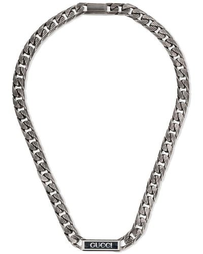 Gucci Logo Enamel Necklace - Metallic