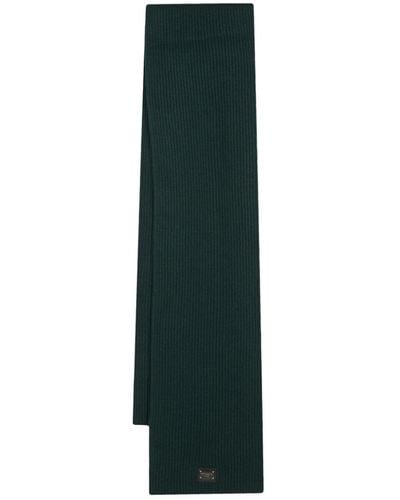 Dolce & Gabbana Gerippter Strickschal mit Logo-Schild - Grün
