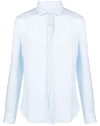 120% Lino Long-sleeve Linen Shirt - White