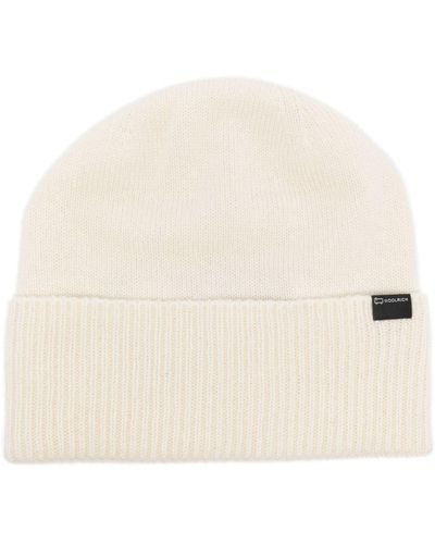Woolrich Cashmere Ribbed Beanie Hat - Natural