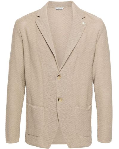 Manuel Ritz Single-breasted Knitted Blazer - Natural
