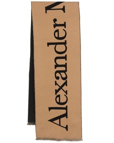 Alexander McQueen ロゴインターシャ スカーフ - ナチュラル