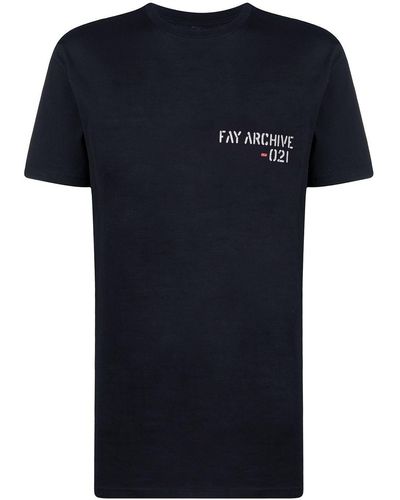 Fay Logo-print Short-sleeved T-shirt - Blue