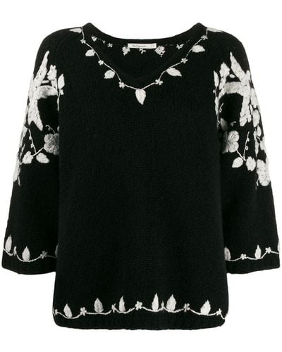 Mes Demoiselles Embroidered Design Sweater - Black