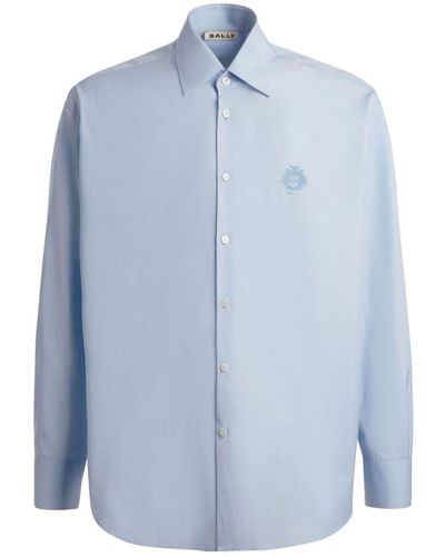 Bally Logo-embroidered Cotton Shirt - Blue