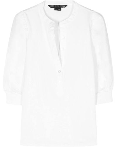 Veronica Beard Half-length Puff Sleeves Top - White