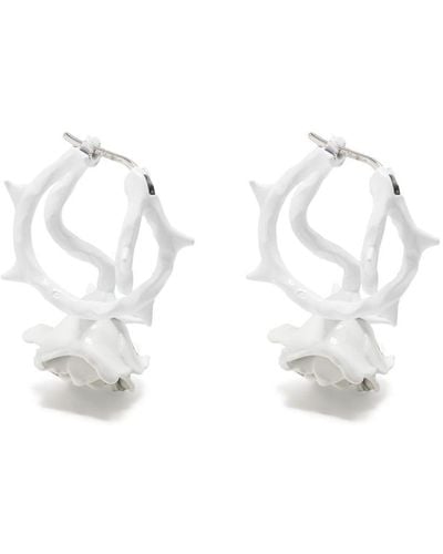 Acne Studios Rose-motif Hoop Earrings - White