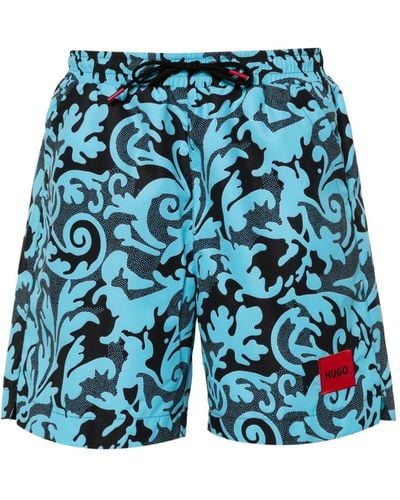 BOSS Paisley-print Swim Shorts - Blue