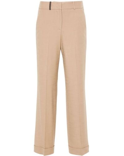 Peserico Pressed-crease Tapered-leg Trousers - Natural