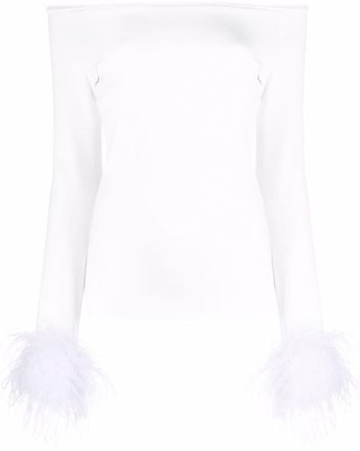 Atu Body Couture Feather Cuffs Off-shoulder Top - White