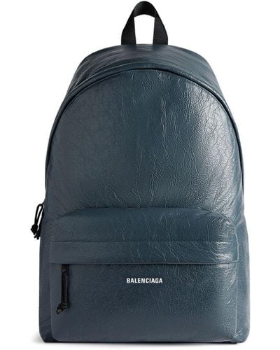 Balenciaga Explorer Crinkled-leather Backpack - Blue