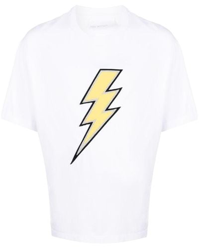 Neil Barrett T-shirt à motif Thunderbolt brodé - Blanc