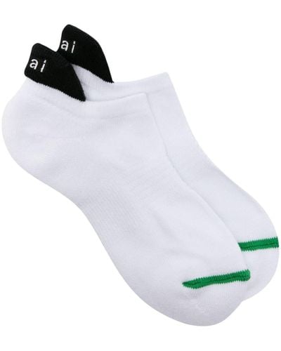 Sacai Logo-embroidered Ankle Socks - White