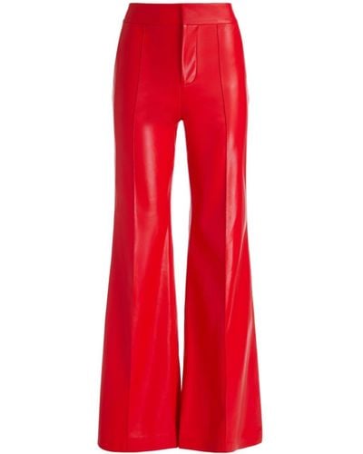 Alice + Olivia Dylan High Waisted Vegan Leather Wide Leg Pant - Red