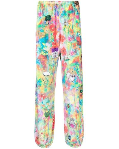 Liberal Youth Ministry Graphic-print Velvet Trousers - White