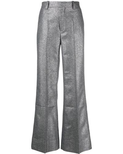 Rodebjer Pantalones de talle alto con purpurina - Gris