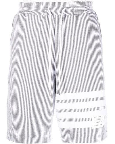 Thom Browne 4-Bar stripe seersucker shorts - Blanco