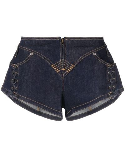 Jean Paul Gaultier Jeans-Shorts mit Schnürung - Blau