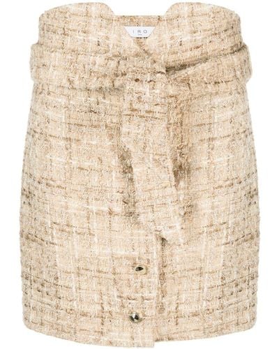 IRO Belted Tweed Miniskirt - Natural