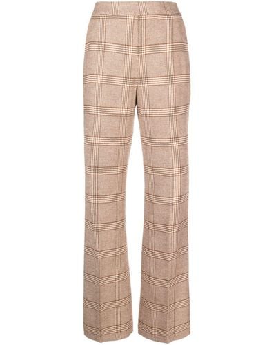 Twin Set Plaid-check Flared Trousers - Natural