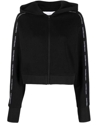 Calvin Klein Hoodie zippé à détail de logo - Noir