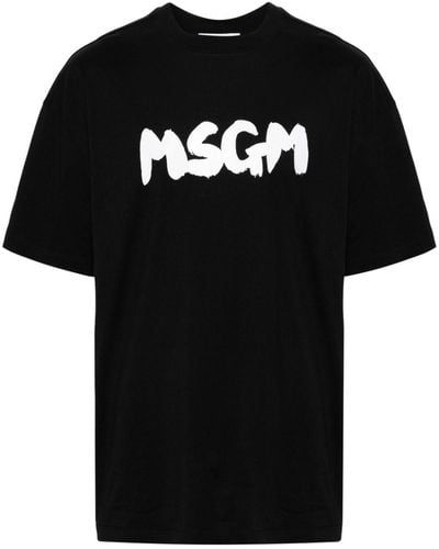 MSGM Katoenen T-shirt Met Logoprint - Zwart