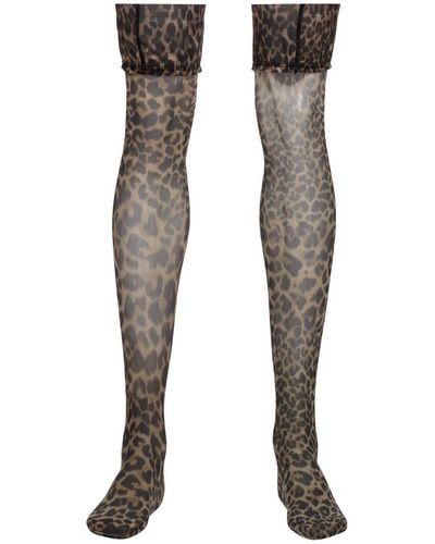 Marlies Dekkers Leopard-print Sheer Stockings - Black