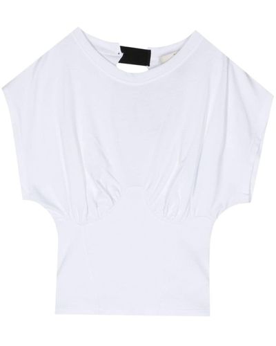 Tela Mabbie シャーリング Tシャツ - ホワイト